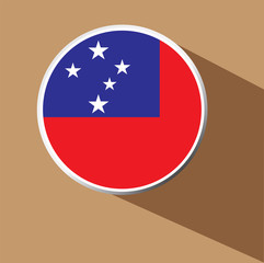 Vector - Samoa Flag button icon with long shadow