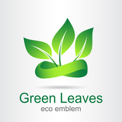Green leaves. Eco icon.