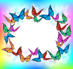 Bright butterfly blank frame