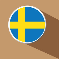 Vector - Sweden flag button icon with long shadow 
