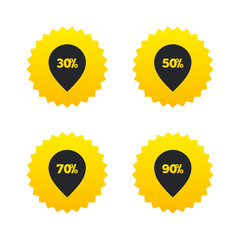 Sale pointer tag icons. Discount symbols.