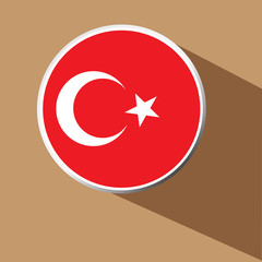 Vector - Turkey Flag Button Icon with long shadow