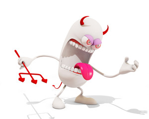 Angry devil cartoon character, 3d rendering