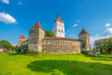 Fototapeta na wymiar Medieval fortified church Harman (Hoonigburg) saxon village in Brasov city, Transylvania, Romania