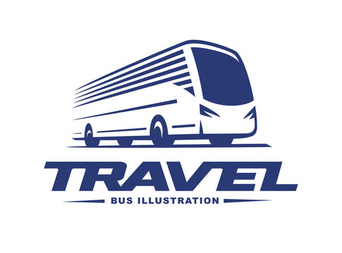 Travel bus illustration on light background