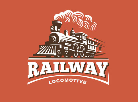 Locomotive logo illustration, vintage style emblem