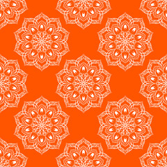 Vector Seamless Mandala Pattern over orange