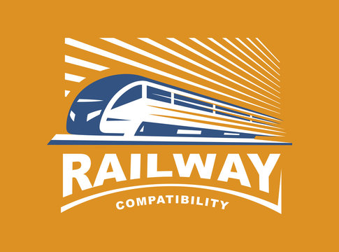 Train logo illustration color version, emblem
