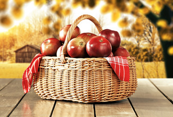 apples and basket space 