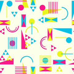 Seamless geometric pattern in retro 80s style