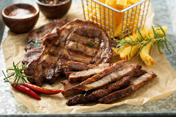 Grilled pork with french fries