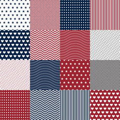 Fototapeta premium Repeating patterns for digital paper, scrapbooking, cards, invitations, gift wrap, backgrounds and borders. File includes: anchor and star prints, polka dots. Vector illustration EPS10