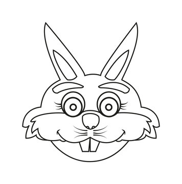Rabbit head cartoon vector for coloring, testa di coniglio cartoon vettoriale da colorare