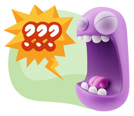 3d Illustration Angry Face Emoticon saying ??? with Colorful Spe