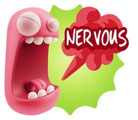 3d Illustration Angry Face Emoticon saying Nervous with Colorful