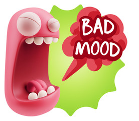 Obraz premium 3d Illustration Angry Face Emoticon saying Bad Mood with Colorfu
