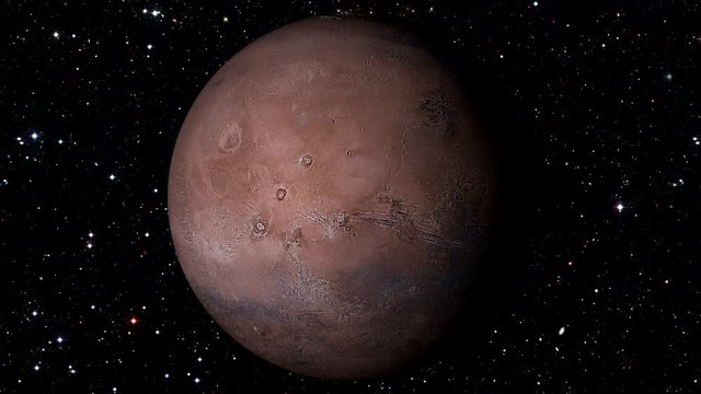 Mars Rotating, The Mars Spinning, Full Rotation, Seamless Loop - Realistic Planet Turning 360 Degrees on Star Backgrund
