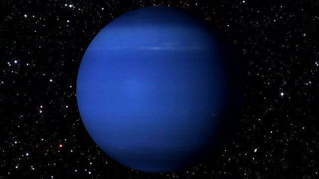 Neptune Rotating, The Neptune Spinning, Full Rotation, Seamless Loop - Realistic Planet Turning 360 Degrees on Star Background