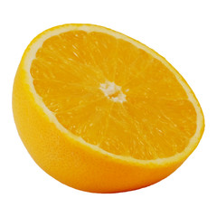half slide of Valencia orange or Navel orange with white isolated  background