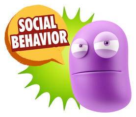 3d Illustration Angry Face Emoticon saying Social Behavior with