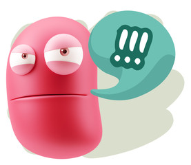 3d Illustration Angry Face Emoticon saying !!! with Colorful Spe