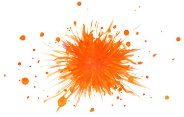 Orange splash grunge in watercolor
