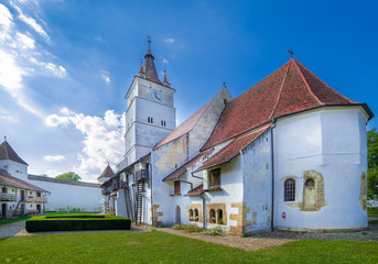 Fototapeta na wymiar Medieval fortified church Harman (Hoonigburg) saxon village in Brasov city, Transylvania, Romania