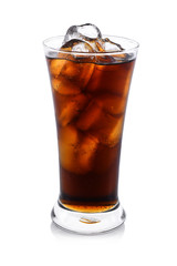 Fresh coke in glass isolated on a white