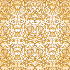 Seamless Baroque pattern. Golden pattern. Vintage background for invitation, fabrics. Vector illustration