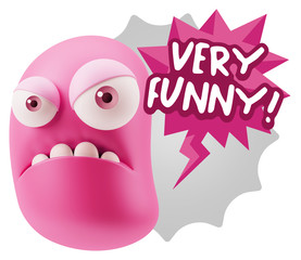 Obraz premium 3d Illustration Angry Face Emoticon saying Very Funny with Color
