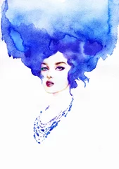 Style woman portrait. Abstract fashion watercolor illustration © Anna Ismagilova