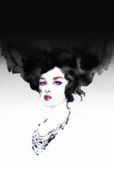 Style woman portrait. Abstract fashion watercolor illustration © Anna Ismagilova
