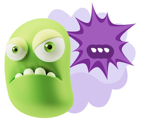 3d Illustration Angry Face Emoticon saying … with Colorful Spe