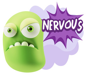 3d Illustration Angry Face Emoticon saying Nervous with Colorful