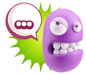 3d Illustration Angry Face Emoticon saying … with Colorful Spe