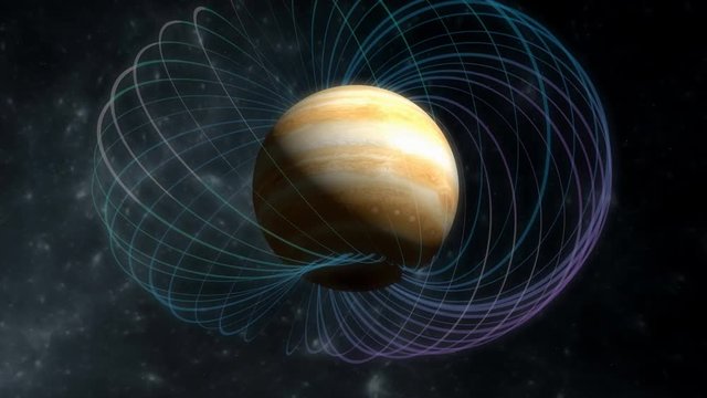 Computer generated, Artist rendering, Jupiter magnetic field.	
