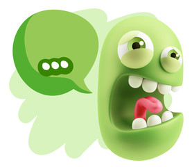 3d Illustration Angry Face Emoticon saying … with Colorful Spe