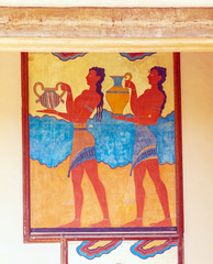 Water carrier fresco, symbol of minoan culture, Knossos palace