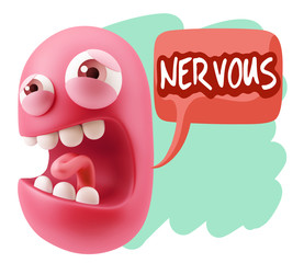 3d Illustration Angry Face Emoticon saying Nervous with Colorful