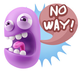 3d Illustration Angry Face Emoticon saying No Way with Colorful
