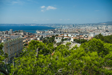 Basilica Notre Dame de la Garde and old port Marseille