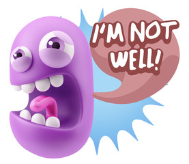 Obraz premium 3d Illustration Angry Face Emoticon saying I'm not Well with Col