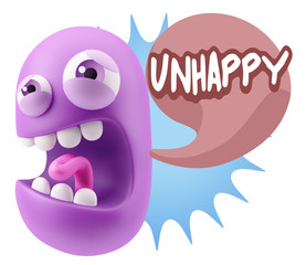 Obraz premium 3d Illustration Angry Face Emoticon saying Unhappy with Colorful