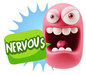 3d Illustration Angry Face Emoticon saying Nervous with Colorful