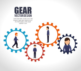 teamwork team persons gears design isolated vector illustration eps 10