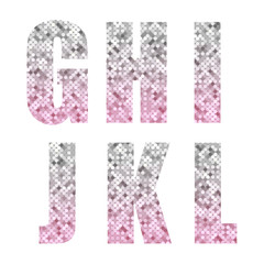 Beautiful trendy glitter alphabet letters with silver to pink ombre for your decoration © C Design Studio