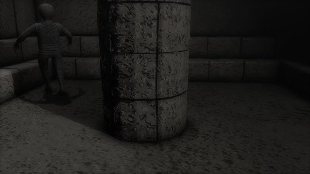 Computer generated, A mummy trapped in underground chamber	