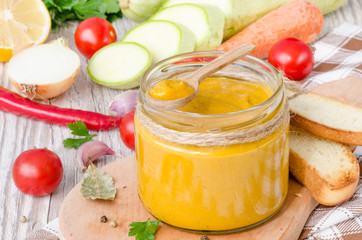 Squash caviar with carrot , tomatoes , onion and garlic