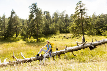 Young man hiking