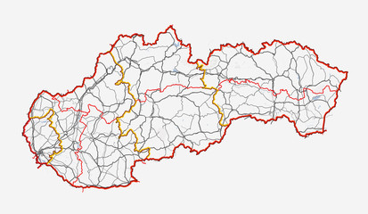 Map of Slovakia. Roads